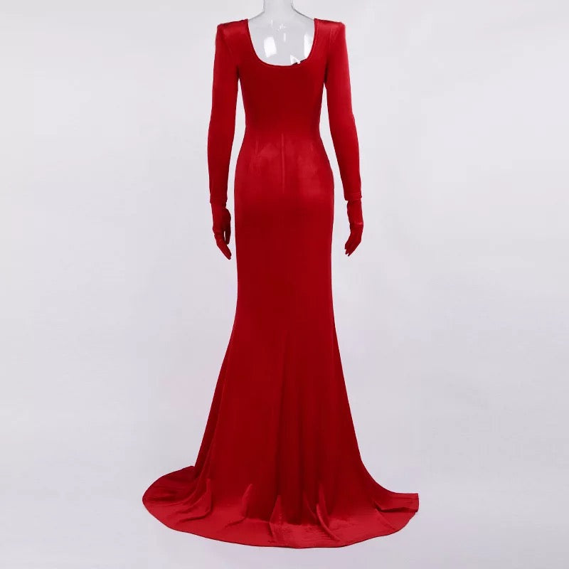 Velvet Slash Neck Gown