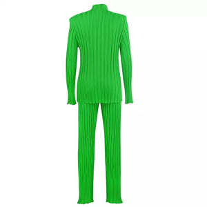 Knitted Solid Sweater Pant Suit