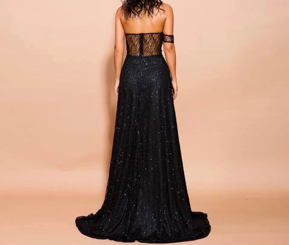 Off Shoulder Sparkle Long Dress