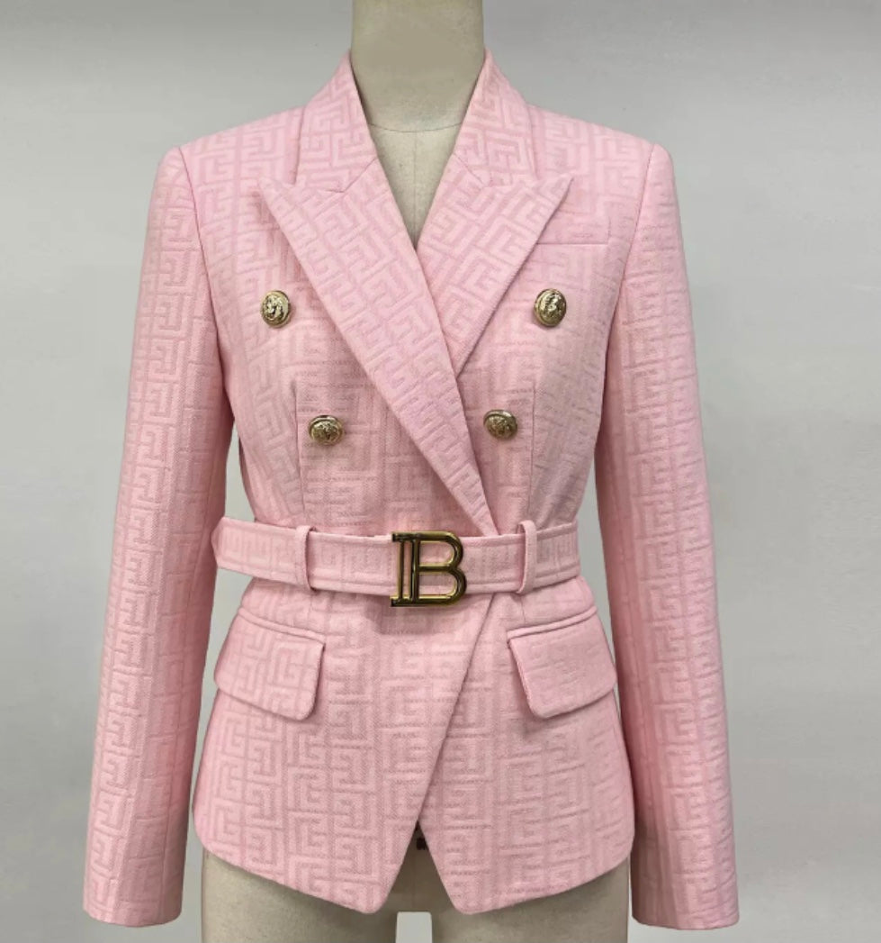 Texture Blazer with Belt