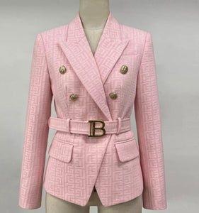 Texture Blazer with Belt