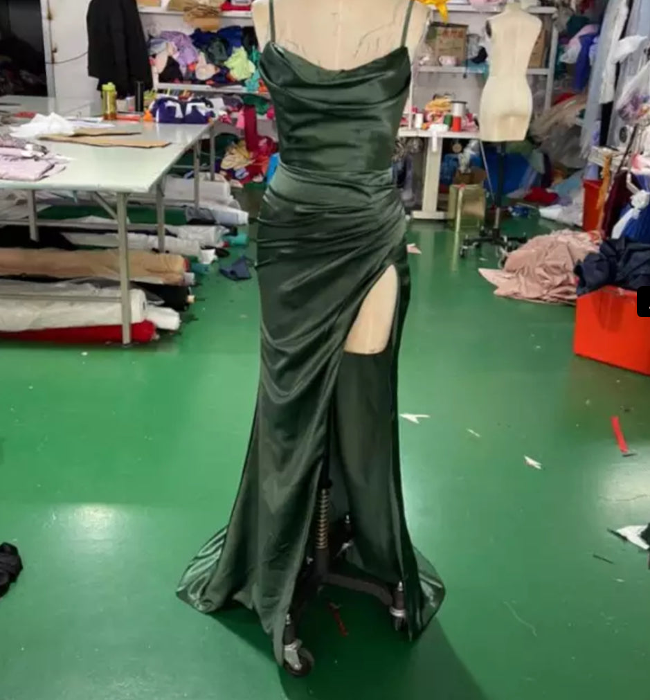 Satin Sweep Trail Evening Gown