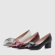 Load image into Gallery viewer, Bow Slipon Block Heels Pumps