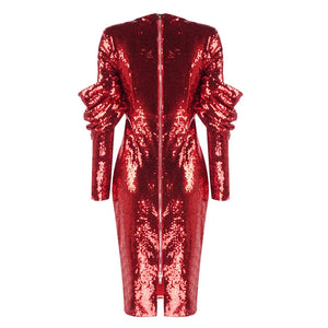 Red Sequin Evening Dress