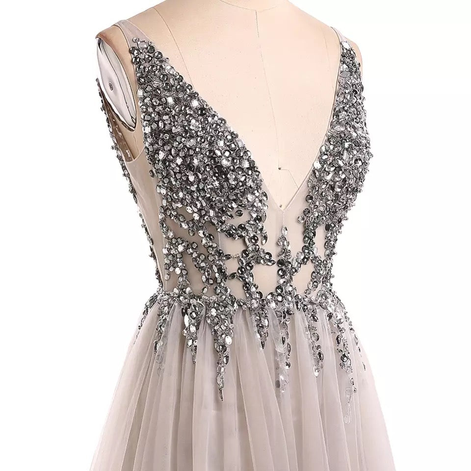 Beading Crystal High Splits Gown
