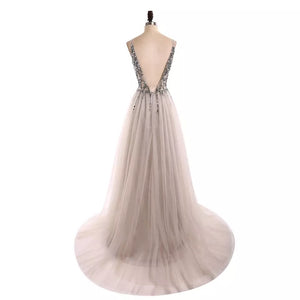 Beading Crystal High Splits Gown