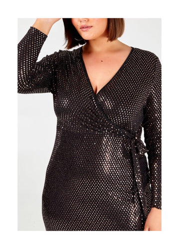 Metallic Diamond Wrap Dress