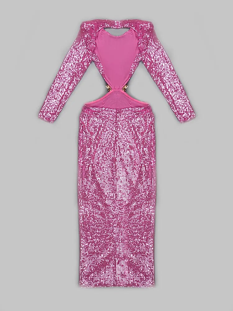 Sequins Flower Diamond BuckleDress