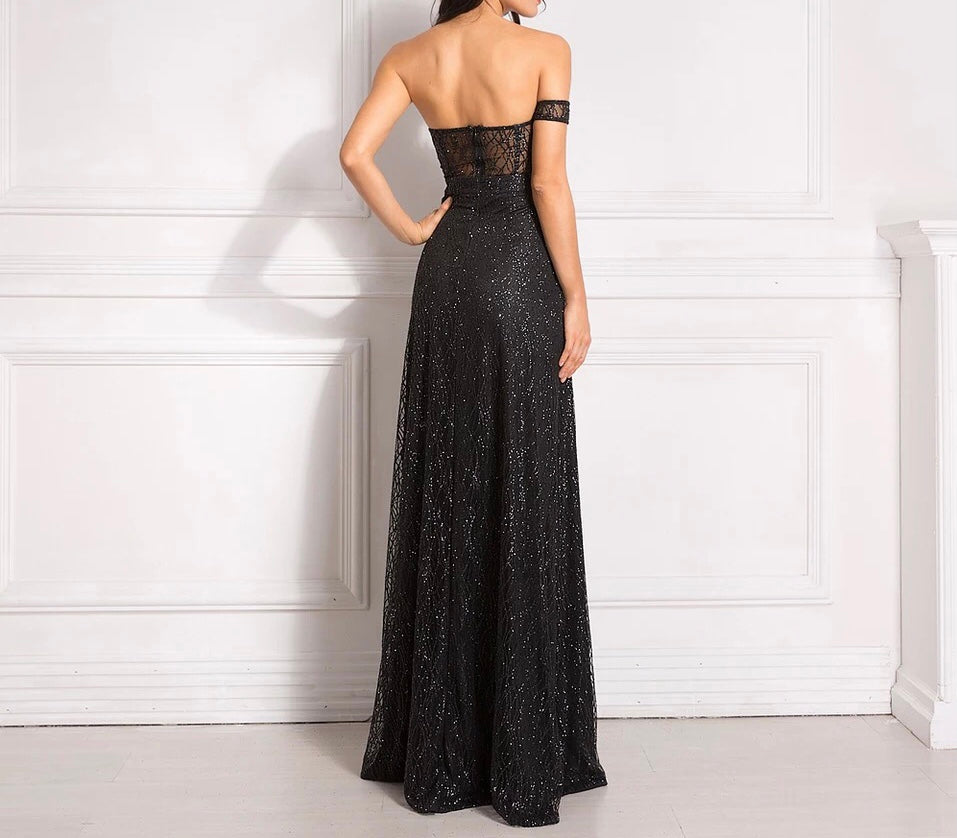 Off Shoulder Sparkle Long Dress