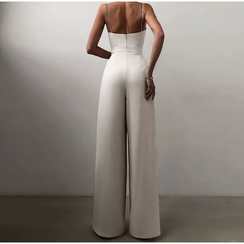 Sling Backless Slim Waist Wide Leg Rompers