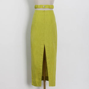 Lapel Cut Out Midi Two Piece Set
