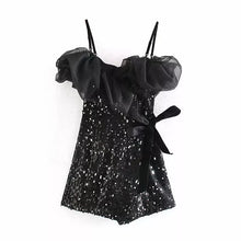 Load image into Gallery viewer, Sequins Shiny Patchwrok Wrap Mini Dress
