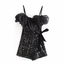 Carica l&#39;immagine nel visualizzatore di Gallery, Sequins Shiny Patchwrok Wrap Mini Dress