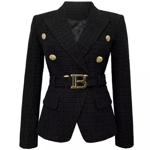 Texture Blazer with Belt
