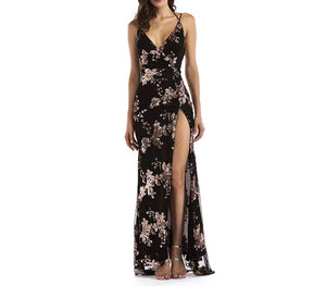 Sequin Halter Evening Dress