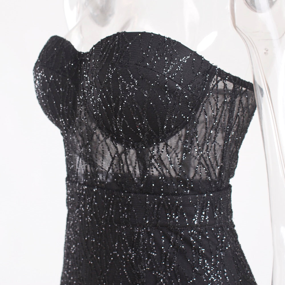 Off Shoulder Sparkle Long Dress
