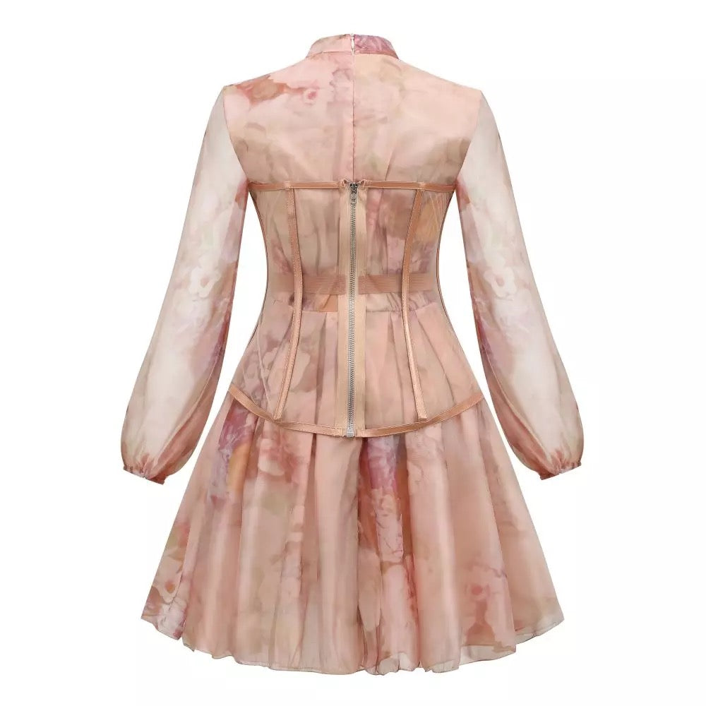 Mesh Lace Corset Two Pieces Dress