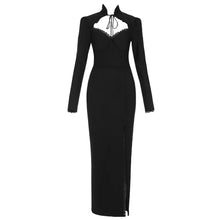 Carregar imagem no visualizador da galeria, Black Drawstring Lace Bandage Dress