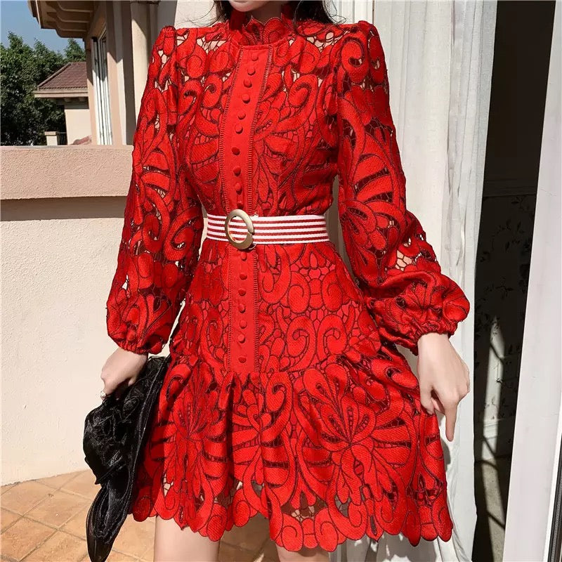 Lace Dress With Belt