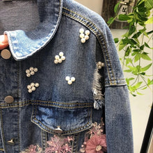 Load image into Gallery viewer, Flower Embroidered Denim Jacket