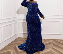 Charger l&#39;image dans la galerie, Curvy Long Sequined Mermaid Ball Gowns