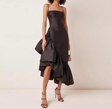 Load image into Gallery viewer, Taffeta Ruffles Asymmetric Dress