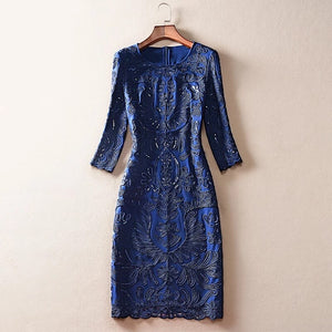 Flower Crochet Embroidery Sequined Dress