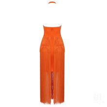 Carica l&#39;immagine nel visualizzatore di Gallery, Orange Fringed Bandage Dress