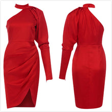 Cargar imagen en el visor de la galería, Red One Shoulder Draped Dress
