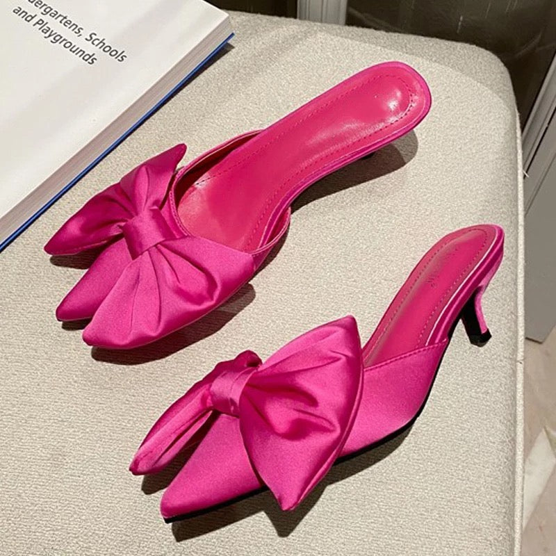 Bowknot Low Heels Mules