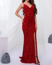 Cargar imagen en el visor de la galería, Sequin Stretch Backless Slit Dress