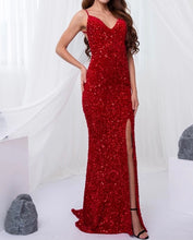 Load image into Gallery viewer, Sequin Stretch Backless Slit Dress
