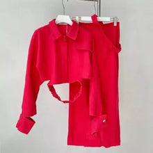 Load image into Gallery viewer, Lapel Cut Out Midi Two Piece Set