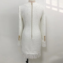 Carica l&#39;immagine nel visualizzatore di Gallery, White Tassel Woolen Blazer Dress
