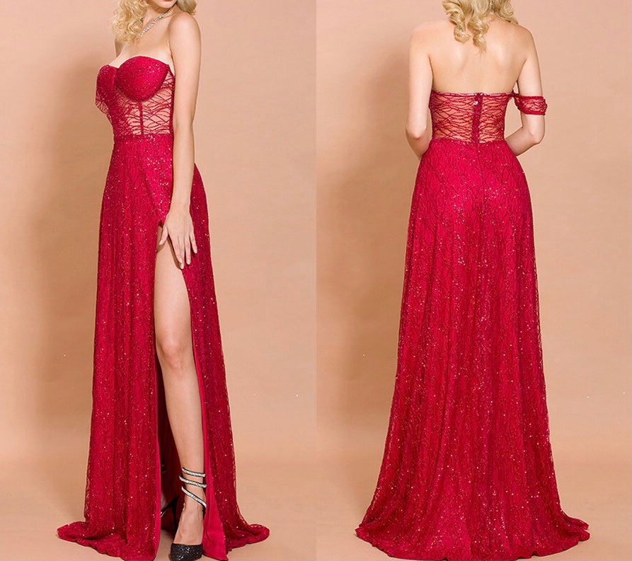 Off Shoulder Sparkle Long Dress