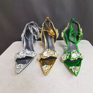 Luxury Lace-up Pointed Toe Sandals
