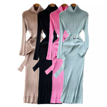 Load image into Gallery viewer, Knitted Bodycon Dress with Belt