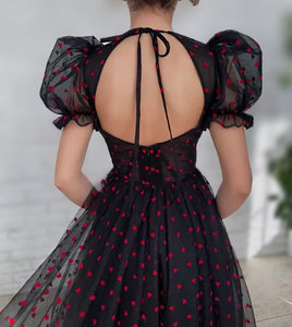 Hearts Tulle Tea-Length Dress