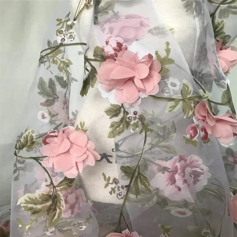 Rosette Flowers Appliques Prom Dress