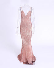 Load image into Gallery viewer, Sequined Stretch Backless Evening Dress