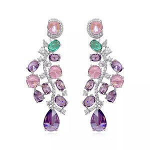 Purple Crystal Grapes Drop Earings