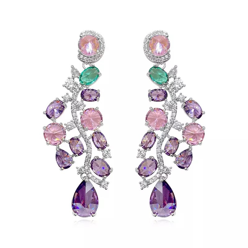 Purple Crystal Grapes Drop Earings