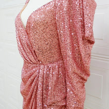 Load image into Gallery viewer, Pink Sequins Evening Mini Dress