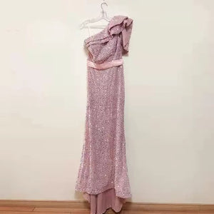 Luxurious Sequinned Ruffles Trail Dress