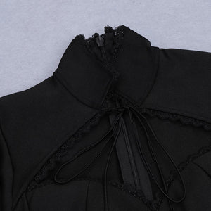 Black Drawstring Lace Bandage Dress