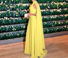 Cargar imagen en el visor de la galería, Cape Yellow Evening Gown