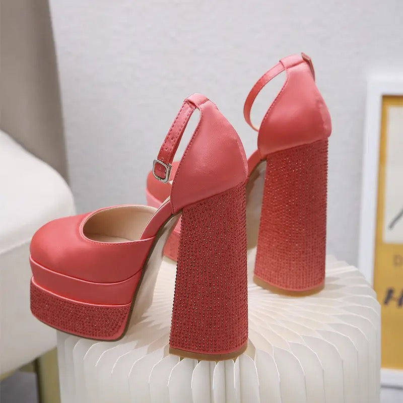 Luxury Satin Platform Chunky Shoes