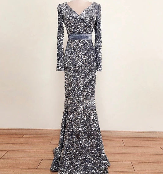 Mermaid Sequin Velvet Belt Gown