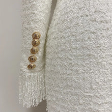 Carregar imagem no visualizador da galeria, White Tassel Woolen Blazer Dress