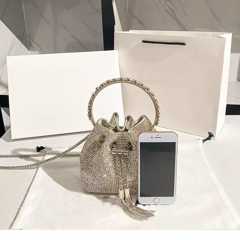 Luxury Rhinestone Bucket Clutch